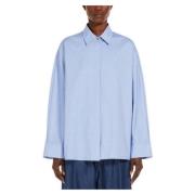 Blauwe Oxford Katoenen Wijdvallende Blouse Max Mara Studio , Blue , Da...