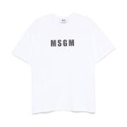 Witte Crew Neck T-shirt Msgm , White , Heren