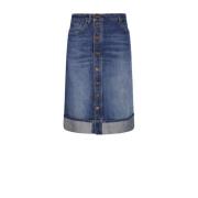 Vintage Indigo Denim Rok met Placket Detail Victoria Beckham , Blue , ...