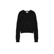 Unieke Winter Gebreide Crewneck Trui Sportmax , Black , Dames