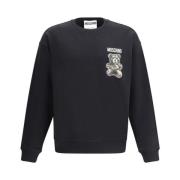 Teddy Bear Katoenen Sweatshirt met Geribbelde Ronde Hals Moschino , Bl...