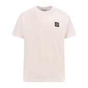 Katoenen Logo T-shirt Korte Mouw Zak Stone Island , White , Heren