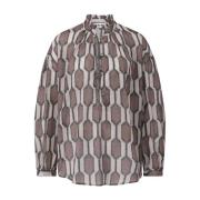 Abstract Patroon Oversized Blouse Bazar Deluxe , Brown , Dames