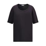 Monochrome Patroon Katoenen Crew Neck T-Shirt Lemaire , Black , Dames