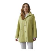 Comfort Fit Groene Jas met Oversized Zakken Junge , Green , Dames