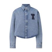 Klassiek Denim Overshirt Ami Paris , Blue , Dames