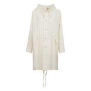 Witte Waterdichte Katoenen Parka met Zwart Logo Jil Sander , White , D...