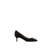 Kristallen Gesp Zijden Satijnen Pumps Manolo Blahnik , Black , Dames