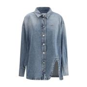 Denim Shirt met Geborduurd Logo en Wijde Mouwen The Attico , Blue , Da...