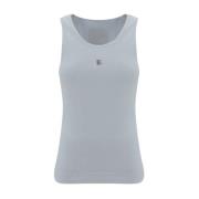 Geribbelde katoenen tanktop met reliëfplaatje Givenchy , White , Dames