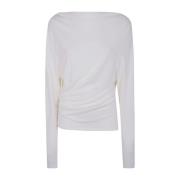 Wit Gerimpeld Detail Ronde Hals Top Jacquemus , White , Dames