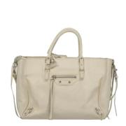 Pre-owned Leather handbags Balenciaga Vintage , White , Dames