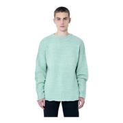 Wolmix Gebreide Crewneck Sweater The Row , Green , Heren