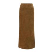 Hoge taille suède midi rok met split Marni , Brown , Dames