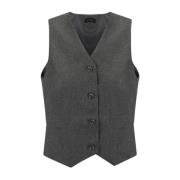 V-hals Melange Patroon Vest met Band Andamane , Gray , Dames