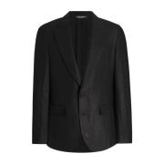 Zwarte Linnen Jas Heren Buitenkleding Dolce & Gabbana , Black , Heren