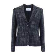 Geruite Wollen Blazer met Gestructureerde Schouders Lardini , Black , ...