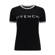 Monogram Ringer T-shirt met Crew Neck Givenchy , Black , Dames