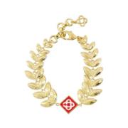 Gouden Laurierblad Armband met Parels Casablanca , Yellow , Dames