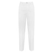 Witte Wijde Katoenen Broek Dondup , White , Dames