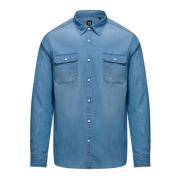 Katoenen Chambray Overhemd BomBoogie , Blue , Heren