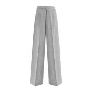 Elegante Wollen Wijde Broek Fabiana Filippi , Gray , Dames