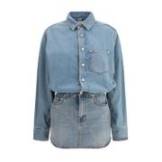 Denim overhemdjurk met verstelbare pasvorm Haikure , Blue , Dames