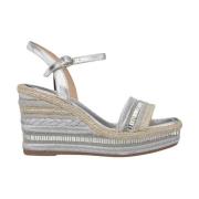 Rhinestone Wedge Sandaal met Vlechtdetail Alma EN Pena , Gray , Dames