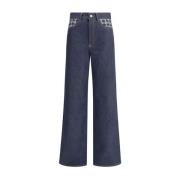 Geëmbosseerd Logo Wide Leg Palazzo Jeans Amiri , Blue , Dames