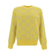 Geribbelde wollen trui met ronde hals MCM , Yellow , Heren