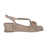 Rhinestone Sleehak Sandalen Alma EN Pena , Brown , Dames