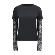 Dubbel-laags Katoenen Longsleeve met Geborduurd Logo Givenchy , Black ...