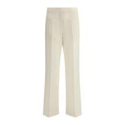 Flare Leg Wollen Broek met Welt Zakken Fabiana Filippi , Beige , Dames