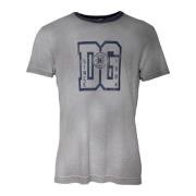 Grijze Katoenen Logo Print Crew Neck T-shirt Dolce & Gabbana , Gray , ...