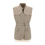 Katoenen Gilet met drukknoopsluiting Brunello Cucinelli , Beige , Dame...