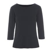 Zwarte Ribblouse met ¾ Mouwen Bitte Kai Rand , Black , Dames