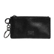 Zwarte leren kaarthouderportemonnee Dolce & Gabbana , Black , Heren