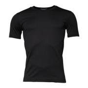 Zwarte Logo Detail Katoenen T-shirt Dolce & Gabbana , Black , Heren