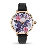 Skull Floral Leren Horloge Goud Police , Black , Dames