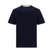 Zijden Dubbellaags Monochroom T-Shirt Brunello Cucinelli , Blue , Here...