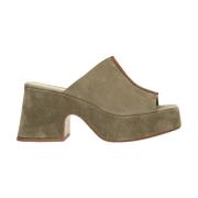 Groene Suède Klompen Elegante Platform Pumps Curiosite , Green , Dames