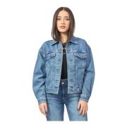 Blauwe Denim Trucker Jack met Oversized Pasvorm Guess , Blue , Dames