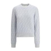 Zijden Jacquard Sweater met Ribbed Trim Fendi , Blue , Dames