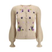 Bloemen ballonmouw vest Valentino , Beige , Dames