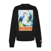 Halftone Logo Katoenen Sweatshirt Zwart Heron Preston , Black , Dames