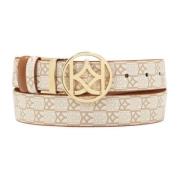 Beige en bruin dubbelzijdige riem met monogrammen Kazar , Beige , Dame...