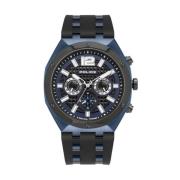 Blauw Chronograaf Horloge Roestvrij Staal Siliconen Police , Blue , He...