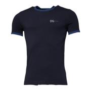 Blauwe Crewneck Stretch Katoenen T-shirt Dolce & Gabbana , Blue , Here...