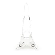 Witte leren schoudertas met schuine zakken Biasia , White , Dames