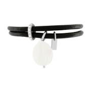 Parel leren armband met zoetwaterparels Dansk Copenhagen , Black , Dam...